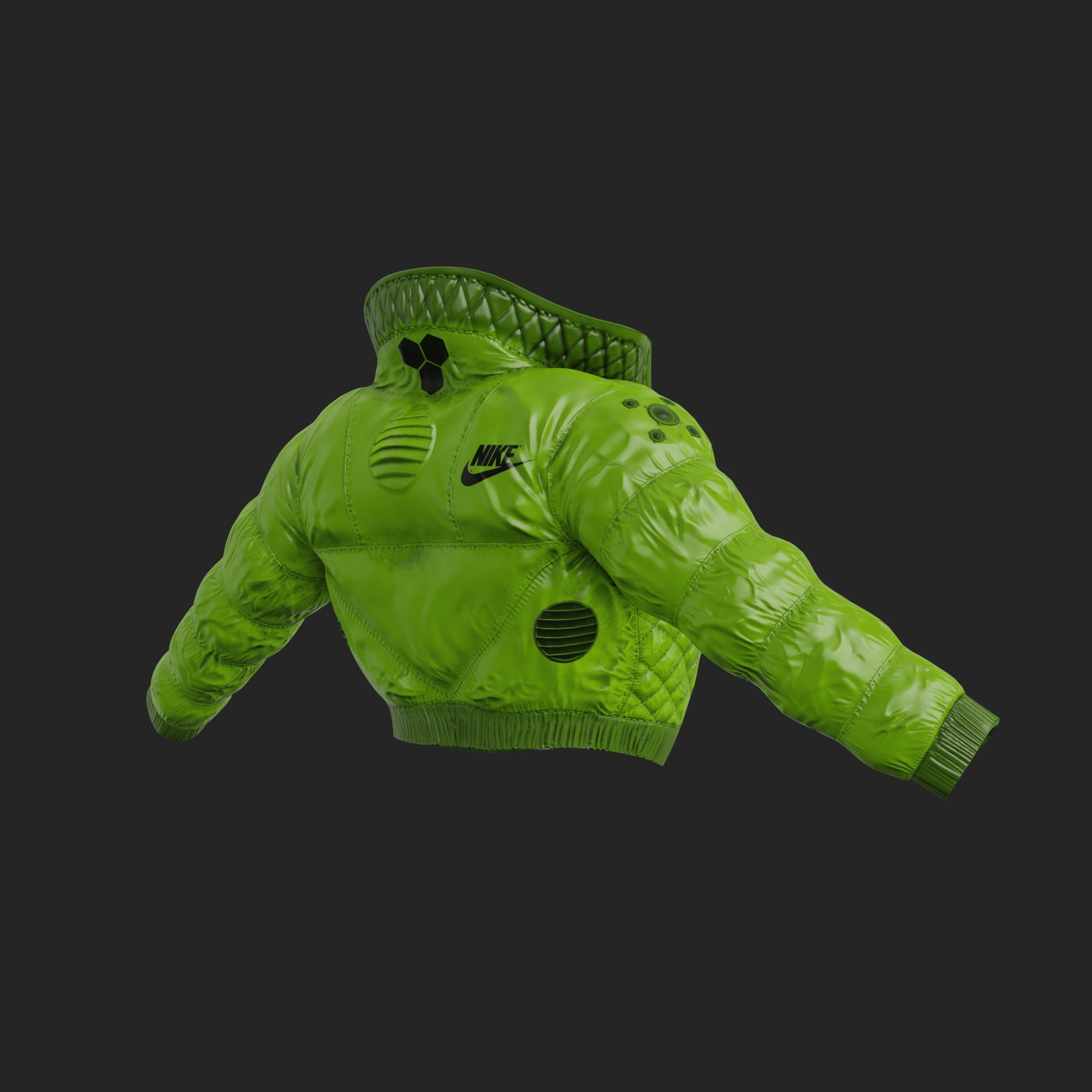 Glossy jacket in a semi-futuristic style in different colours Low-poly 3D model_7