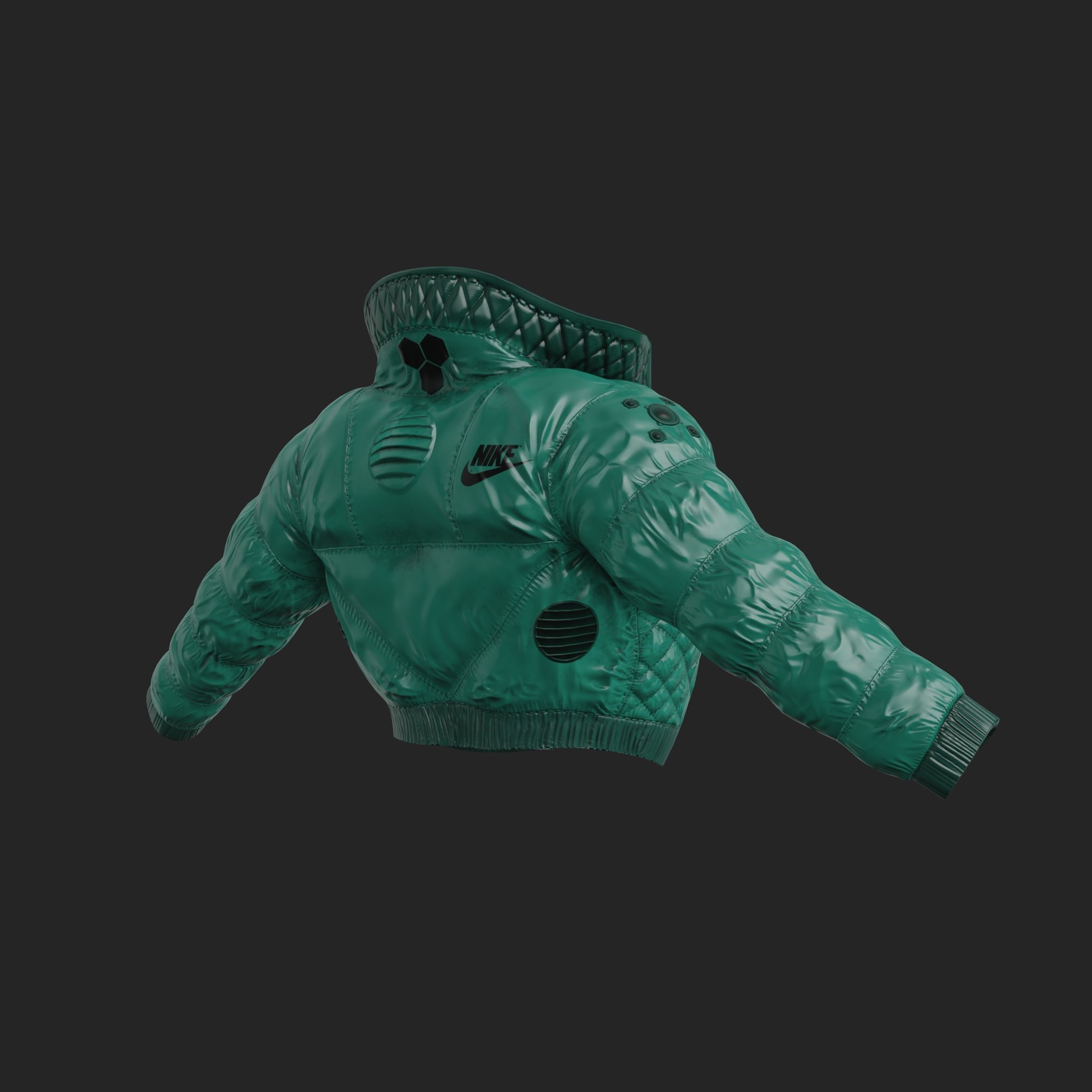 Glossy jacket in a semi-futuristic style in different colours Low-poly 3D model_10