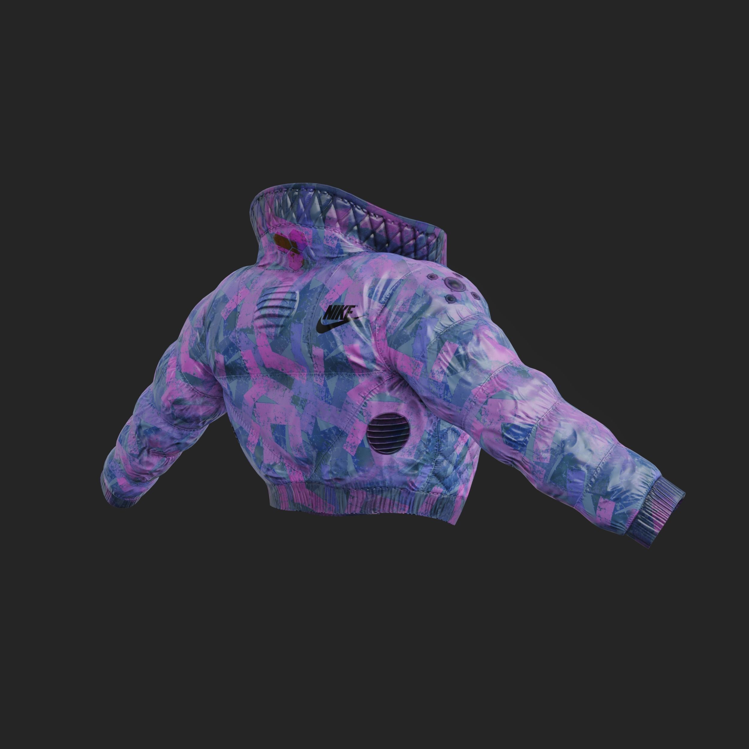 Glossy jacket in a semi-futuristic style in different colours Low-poly 3D model_6