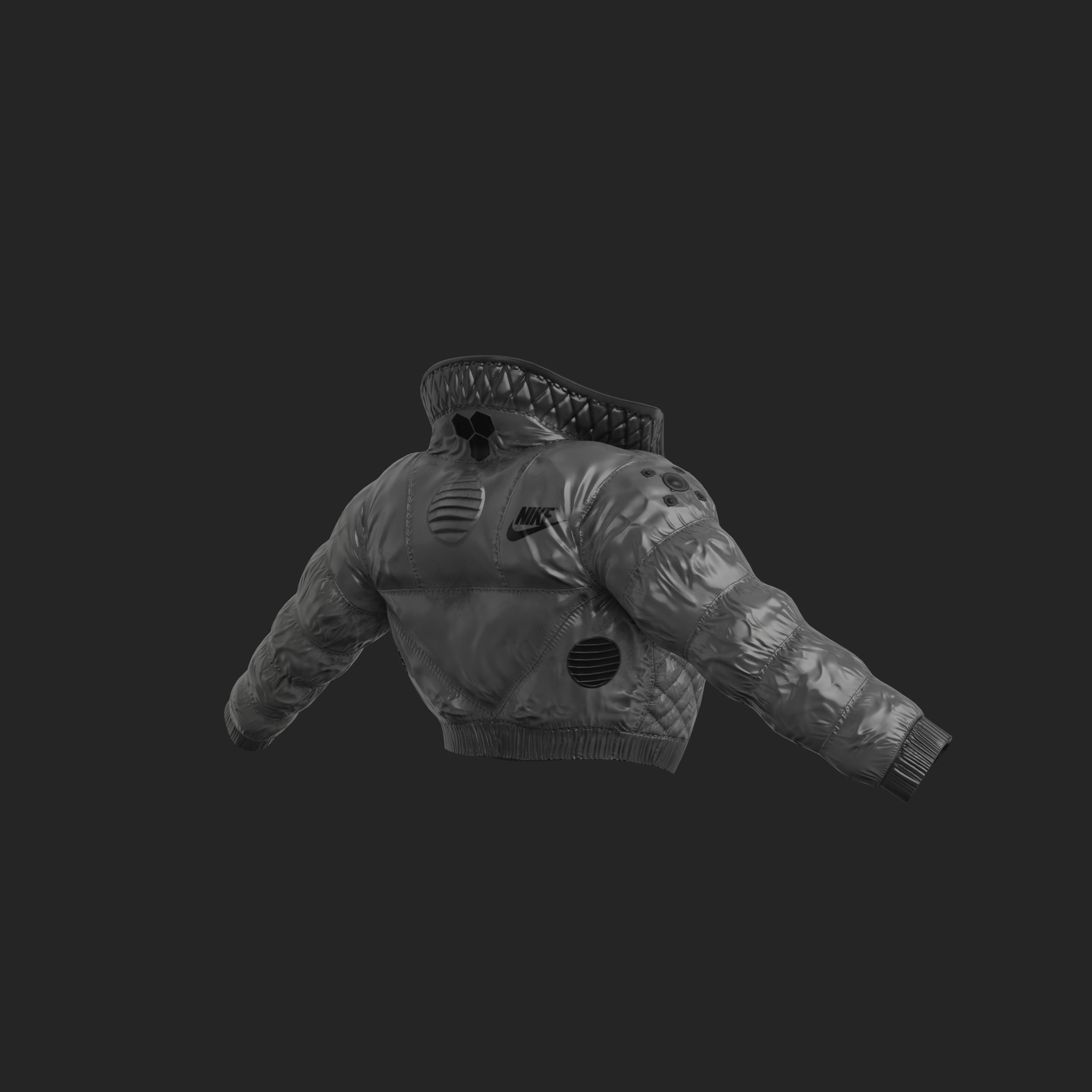 Glossy jacket in a semi-futuristic style in different colours Low-poly 3D model_3