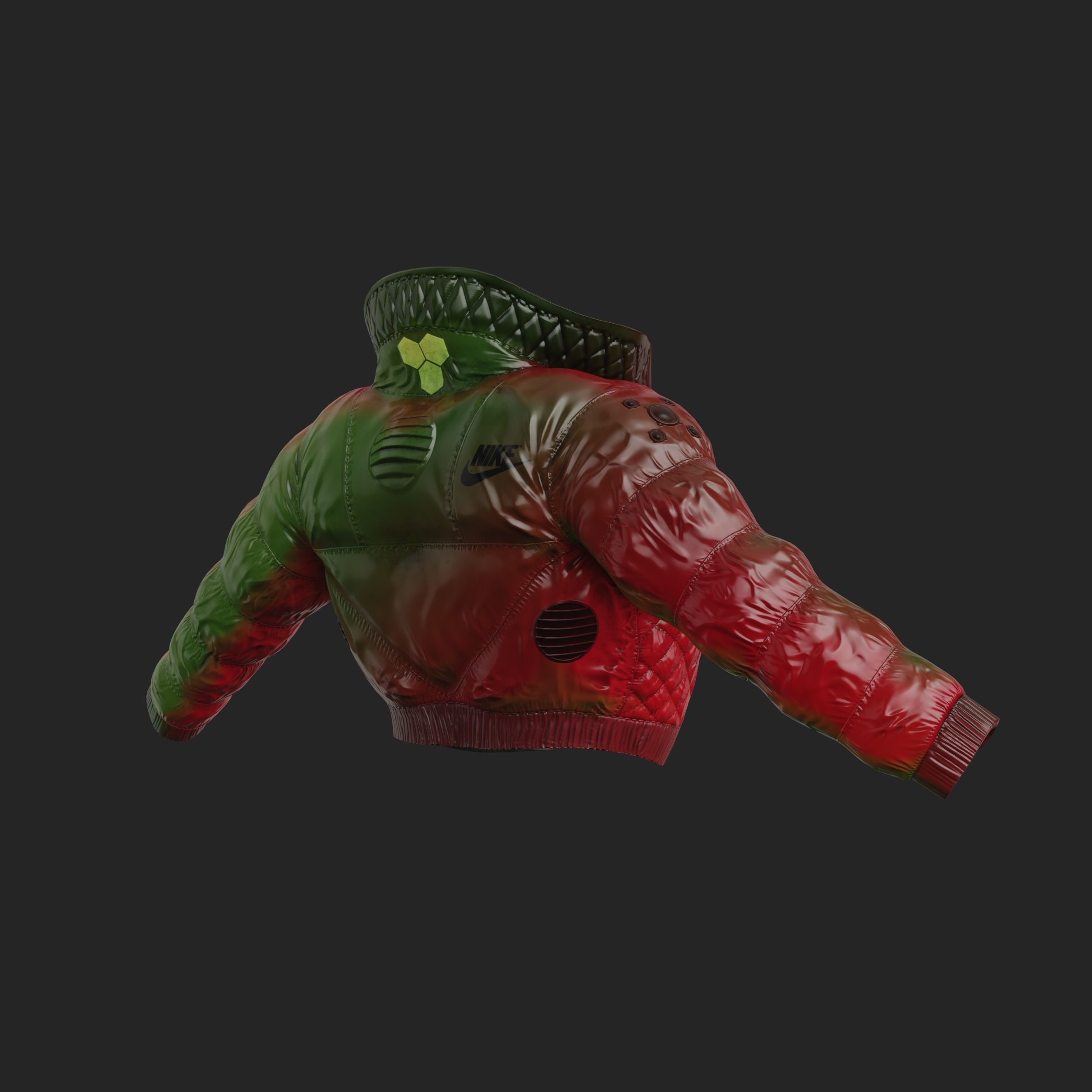 Glossy jacket in a semi-futuristic style in different colours Low-poly 3D model_1