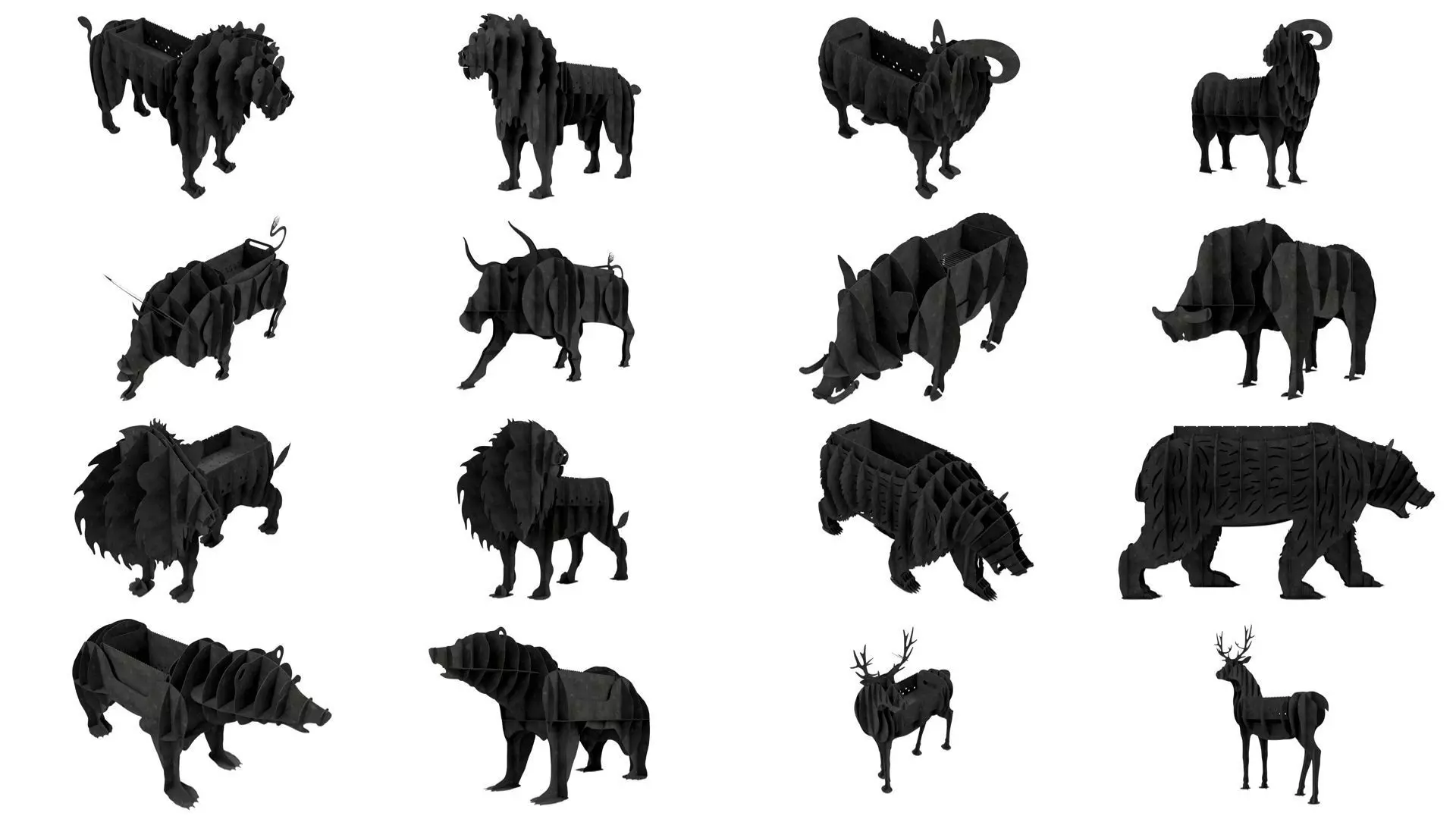 Braziers in the form of animals 3D Model Collection_0