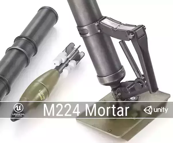PBR M224 Mortar Low-poly 3D model