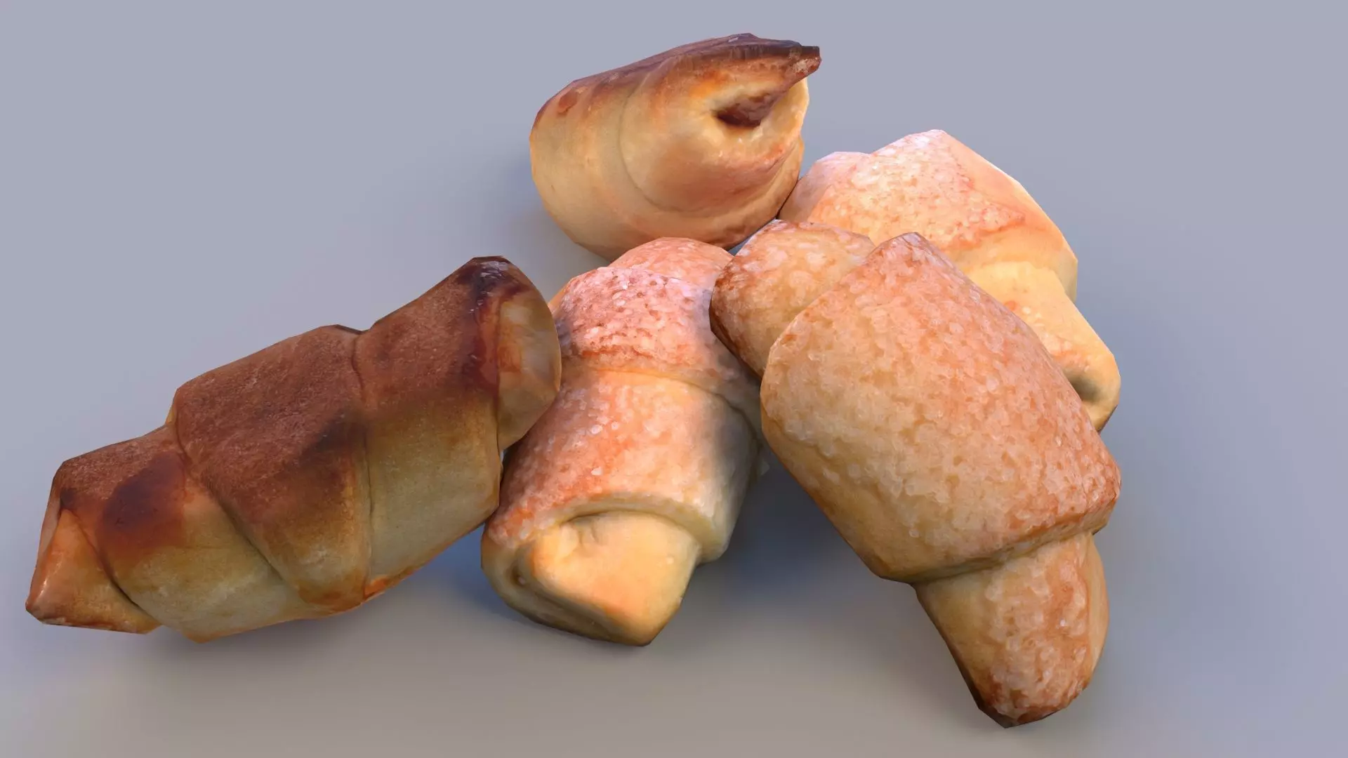 bagel croissant Low-poly 3D model