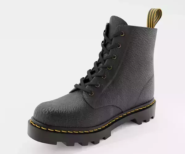 Leather Boot Combat - Military Tactical Black