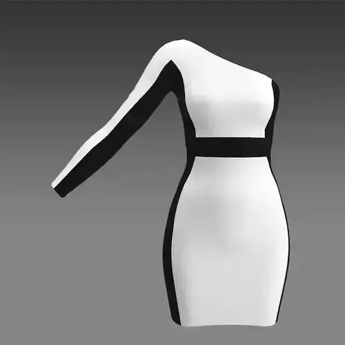 DRESS BLACK AND WHITE COLOR BLOCK  MATTE HOURGLASS DRESS LOOK