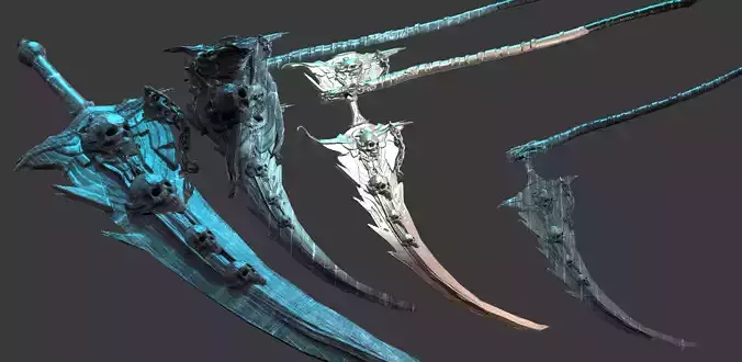 Deaths scythe 3 designs with sword 3D model
