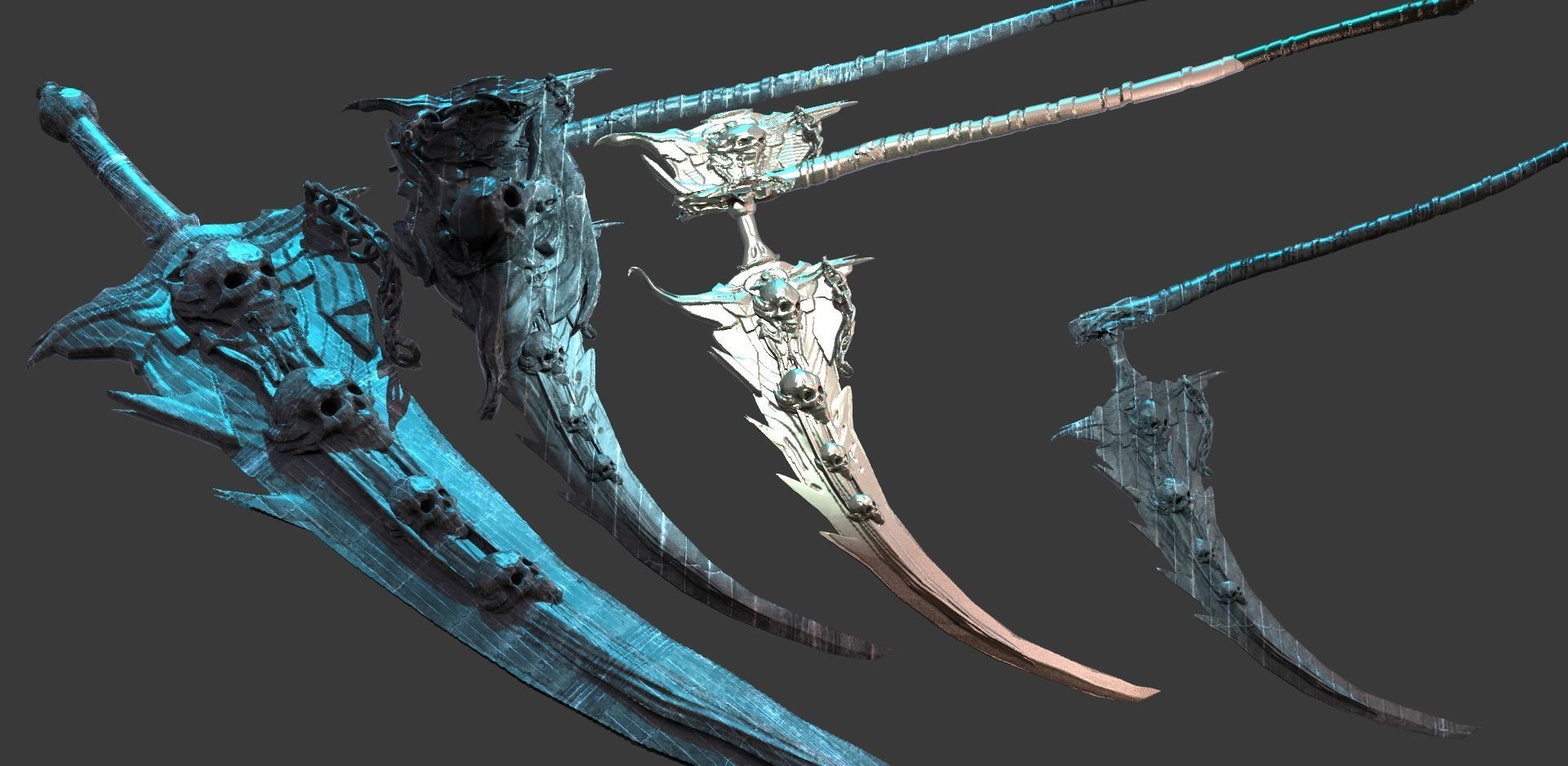 Deaths scythe 3 designs with sword 3D model_1