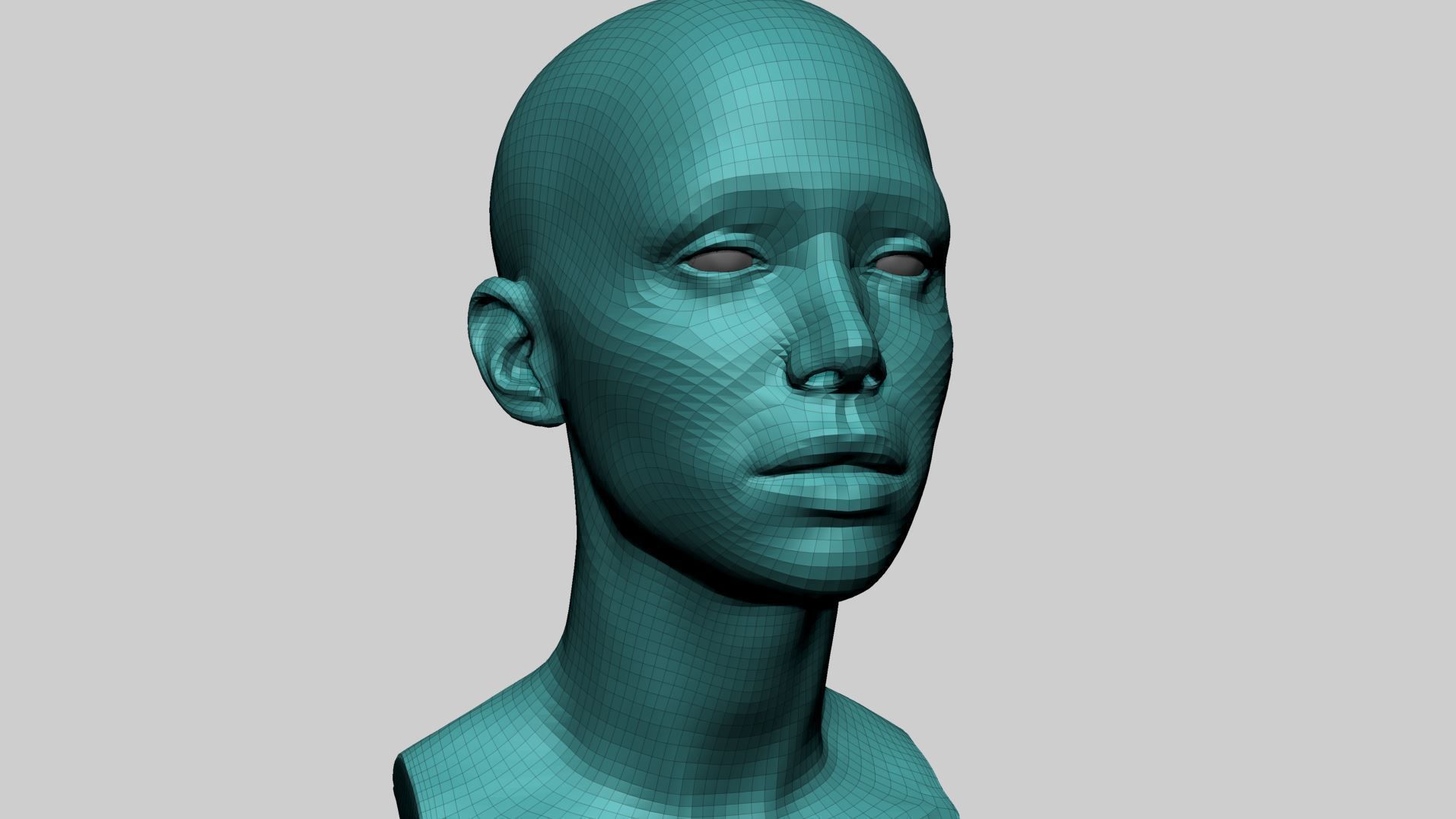 Female Head C 3D model_9