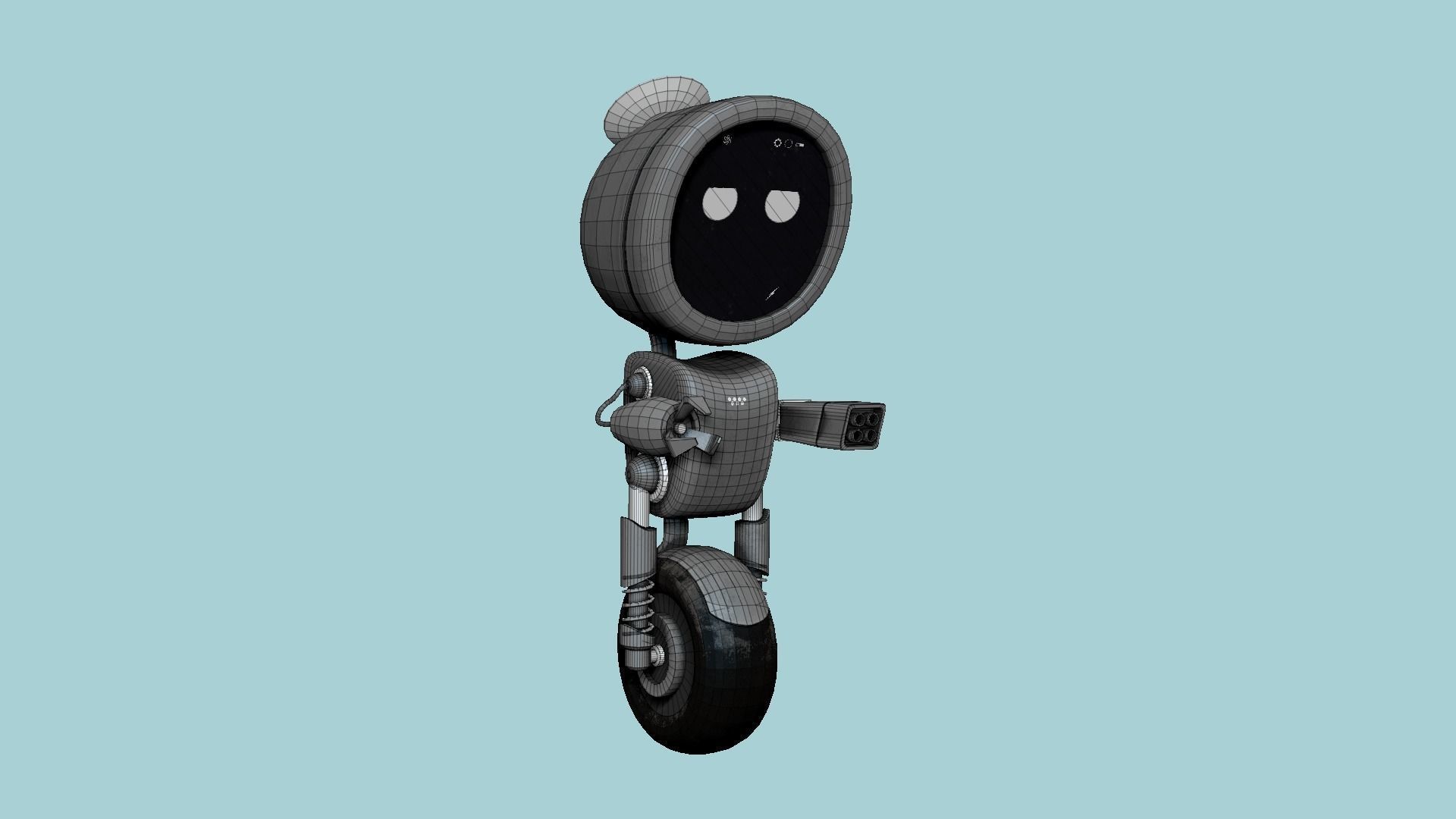 Wheel Robot H06 Dark Steel - SciFi Character Design Low-poly 3D model_6