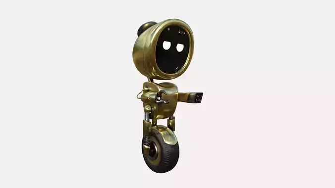 Wheel Robot H07 Gold - SciFi Character Design Low-poly 3D model