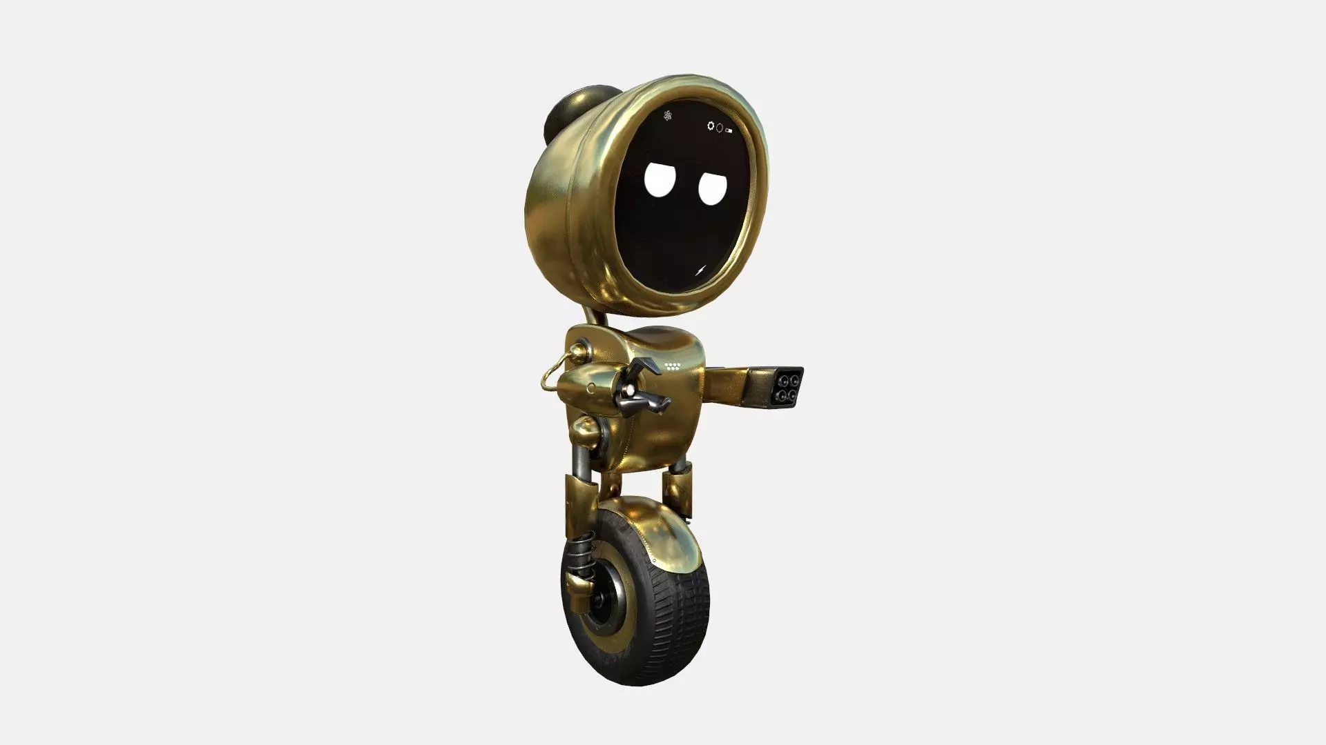 Wheel Robot H07 Gold - SciFi Character Design Low-poly 3D model_0