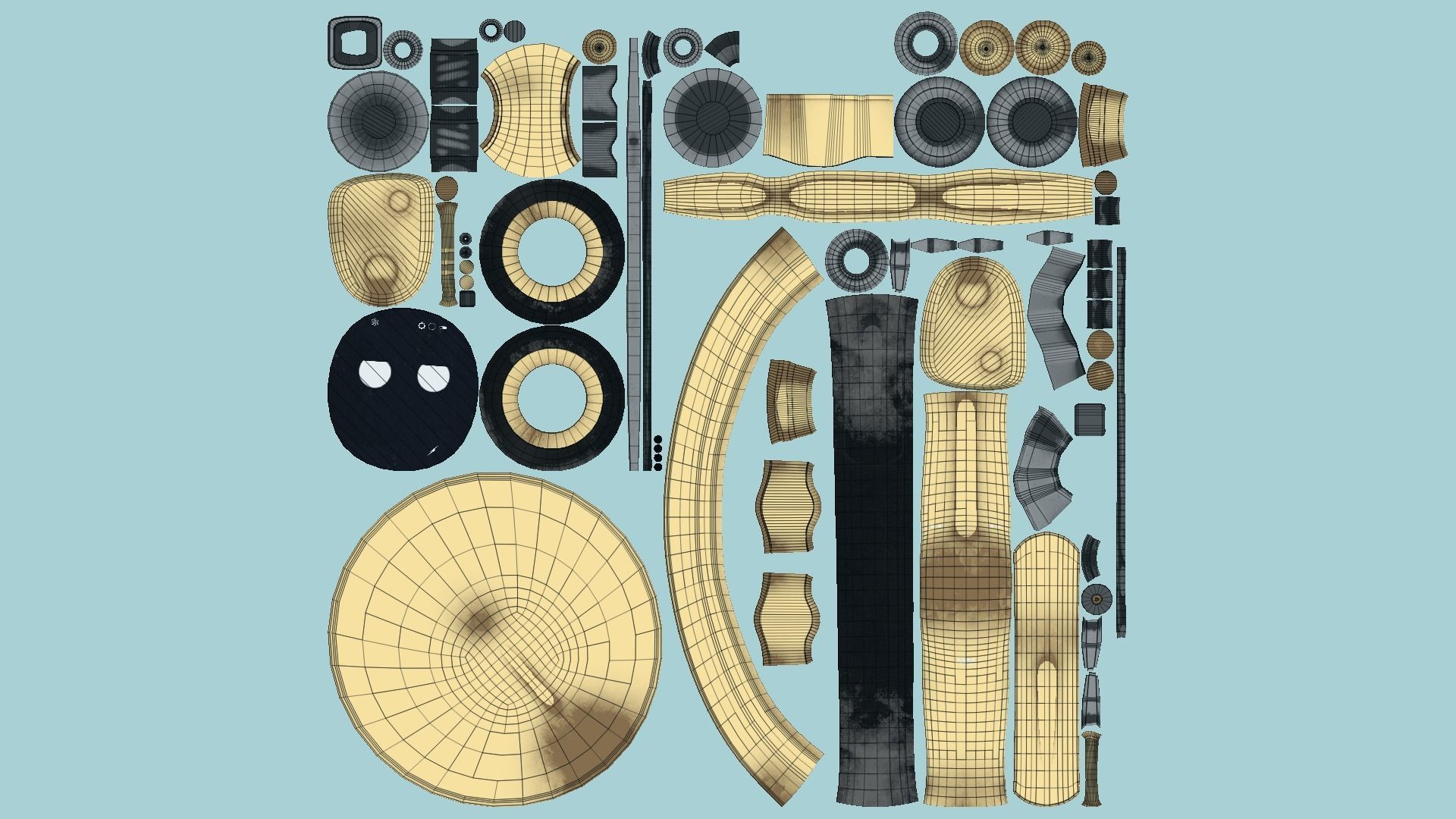 Wheel Robot H07 Gold - SciFi Character Design Low-poly 3D model_5