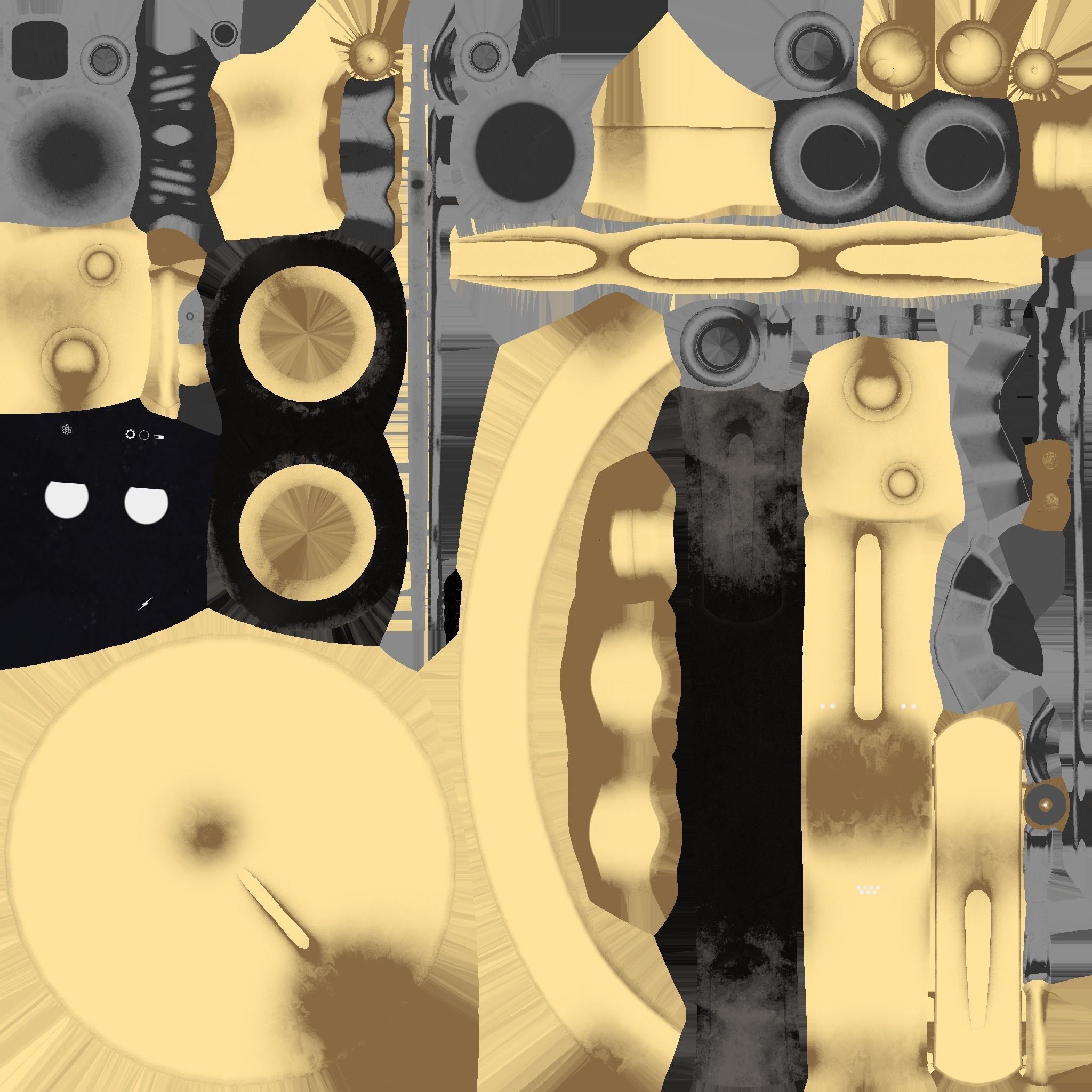 Wheel Robot H07 Gold - SciFi Character Design Low-poly 3D model_21