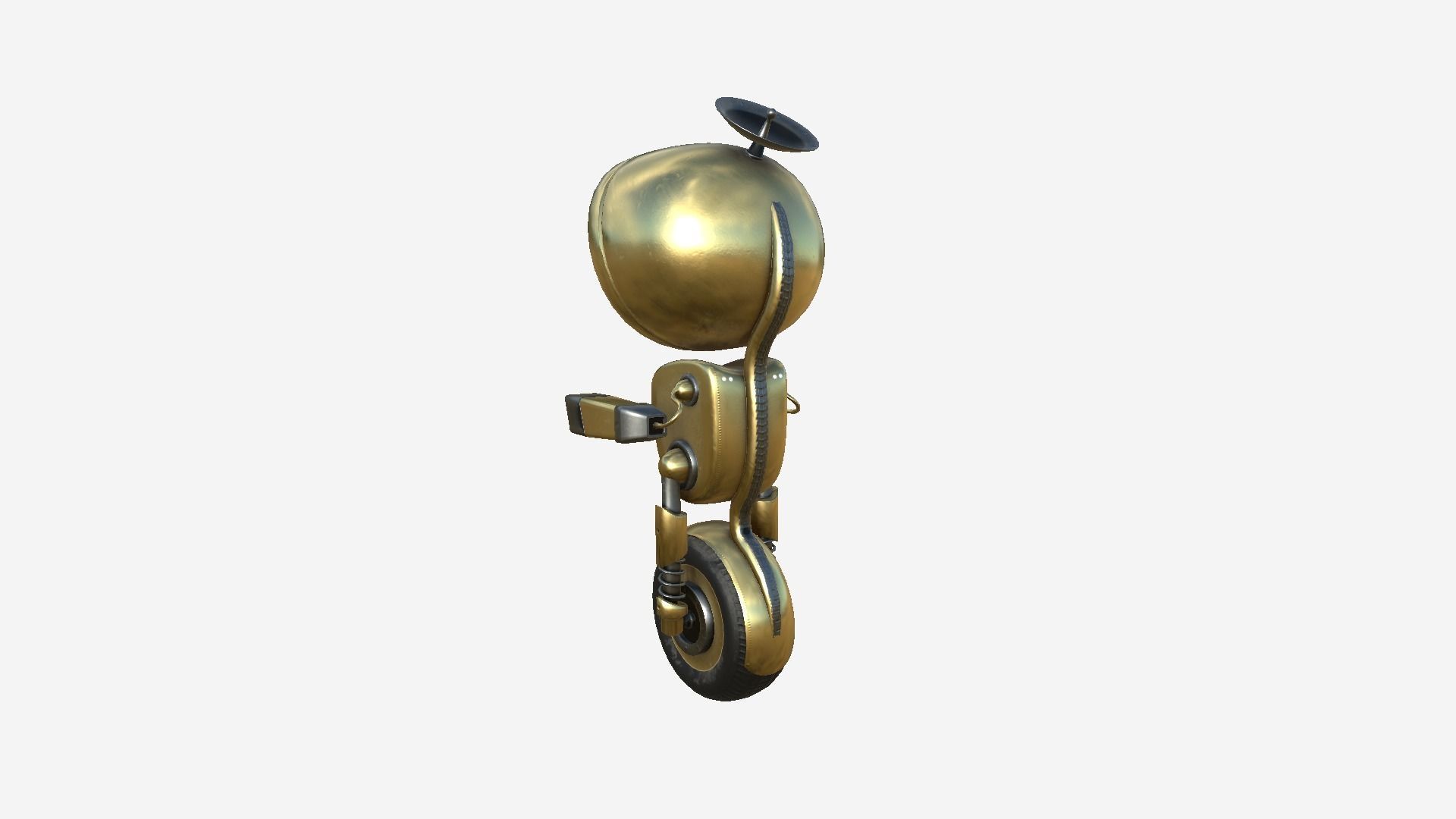 Wheel Robot H07 Gold - SciFi Character Design Low-poly 3D model_2