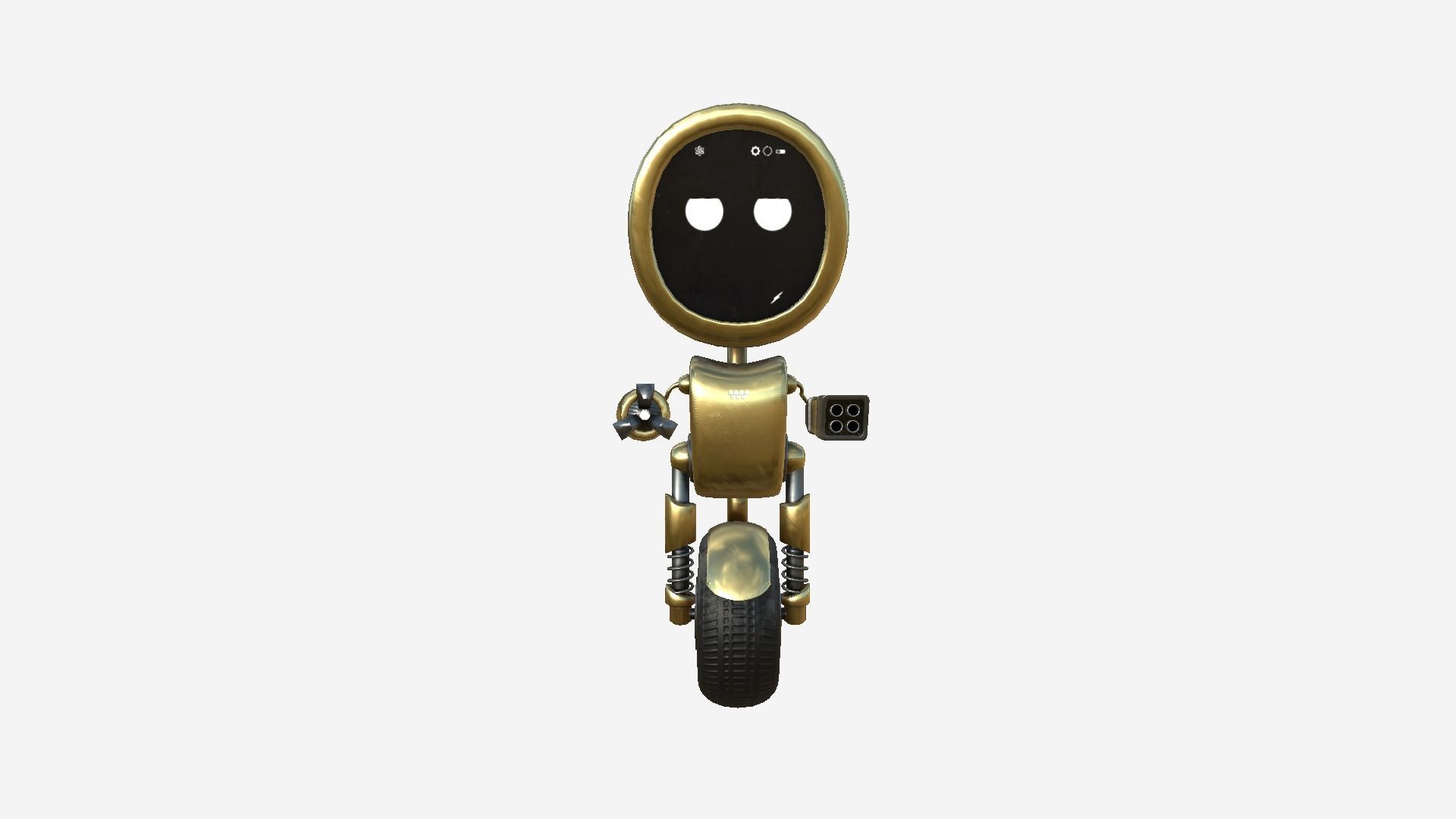 Wheel Robot H07 Gold - SciFi Character Design Low-poly 3D model_1