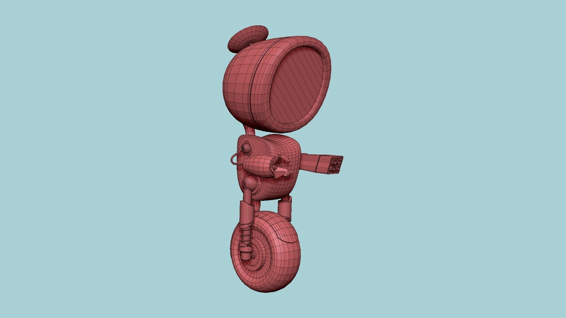Wheel Robot H07 Gold - SciFi Character Design Low-poly 3D model_13