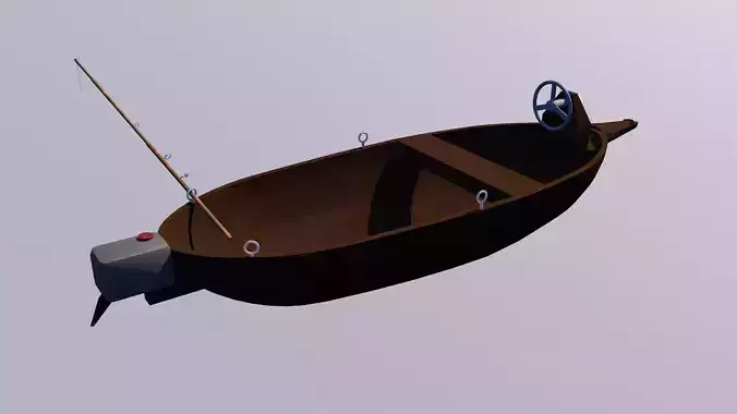 Boat with fishing rod