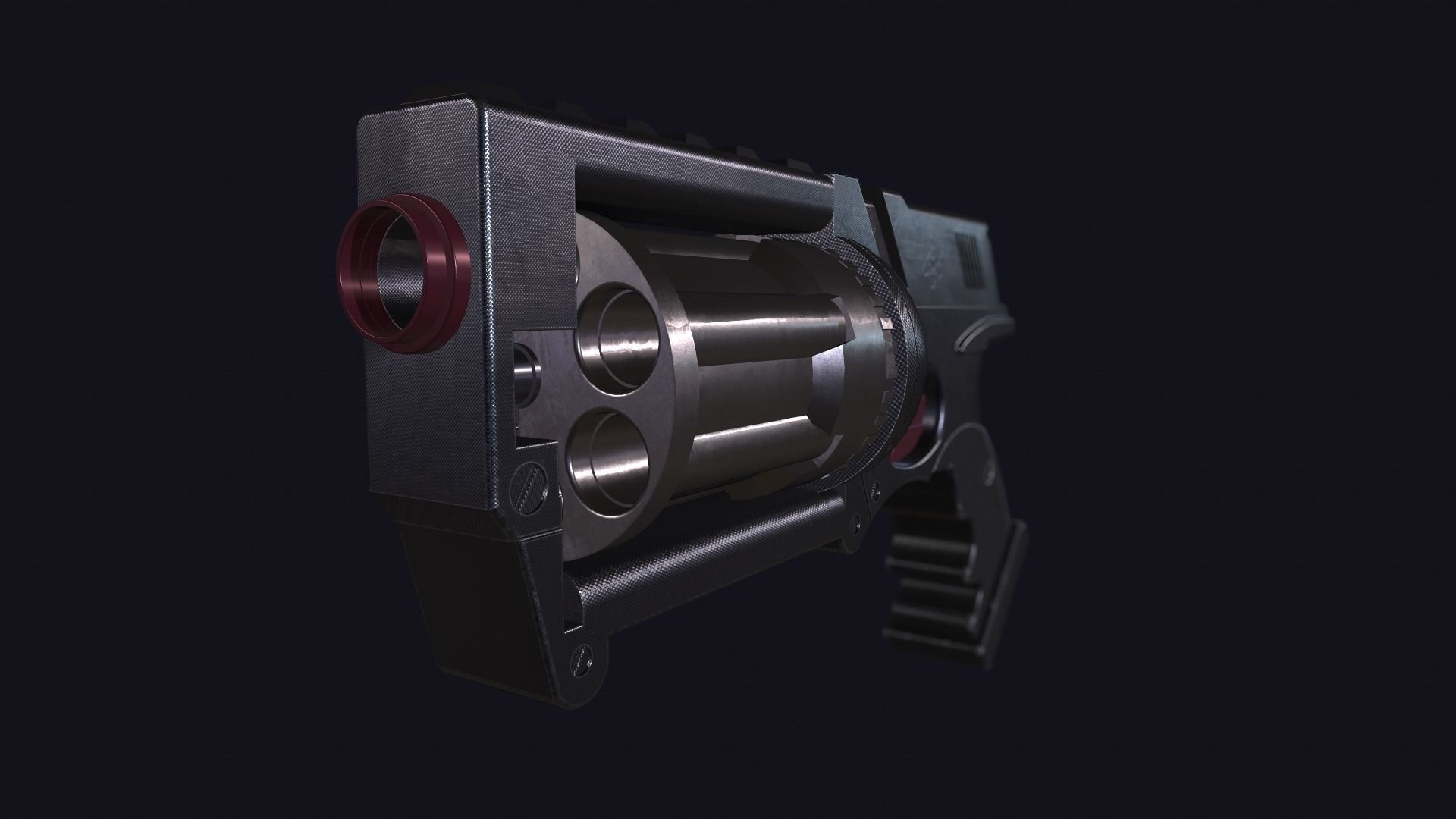 SCI fi revolver Low-poly 3D model_3
