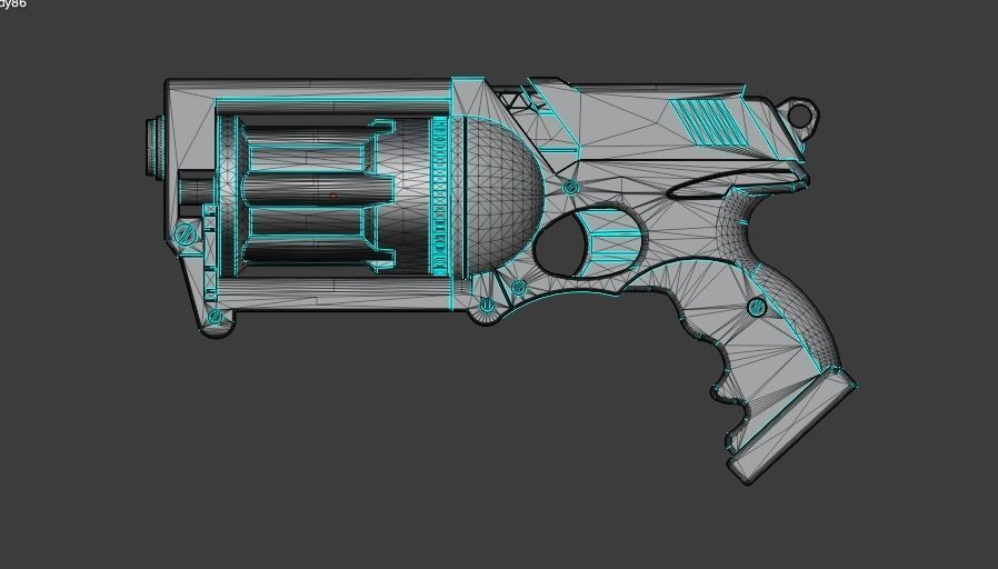SCI fi revolver Low-poly 3D model_10