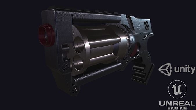 SCI fi revolver Low-poly 3D model