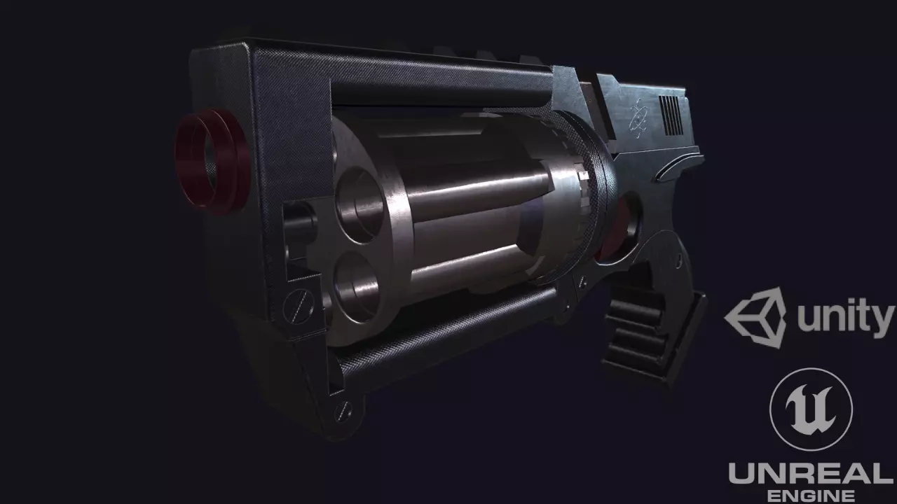 SCI fi revolver Low-poly 3D model_0