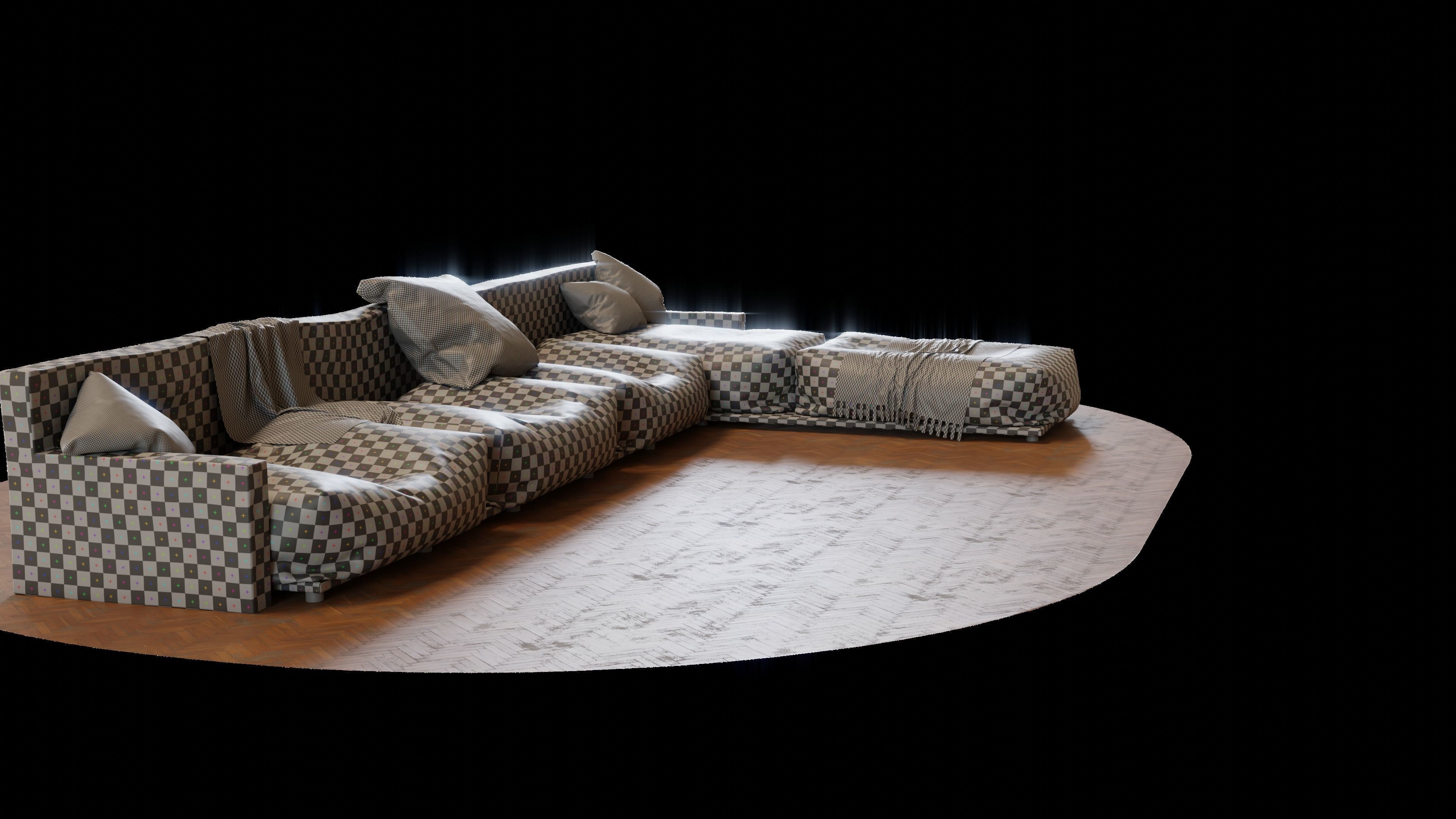 Old leather couch 3D model_14
