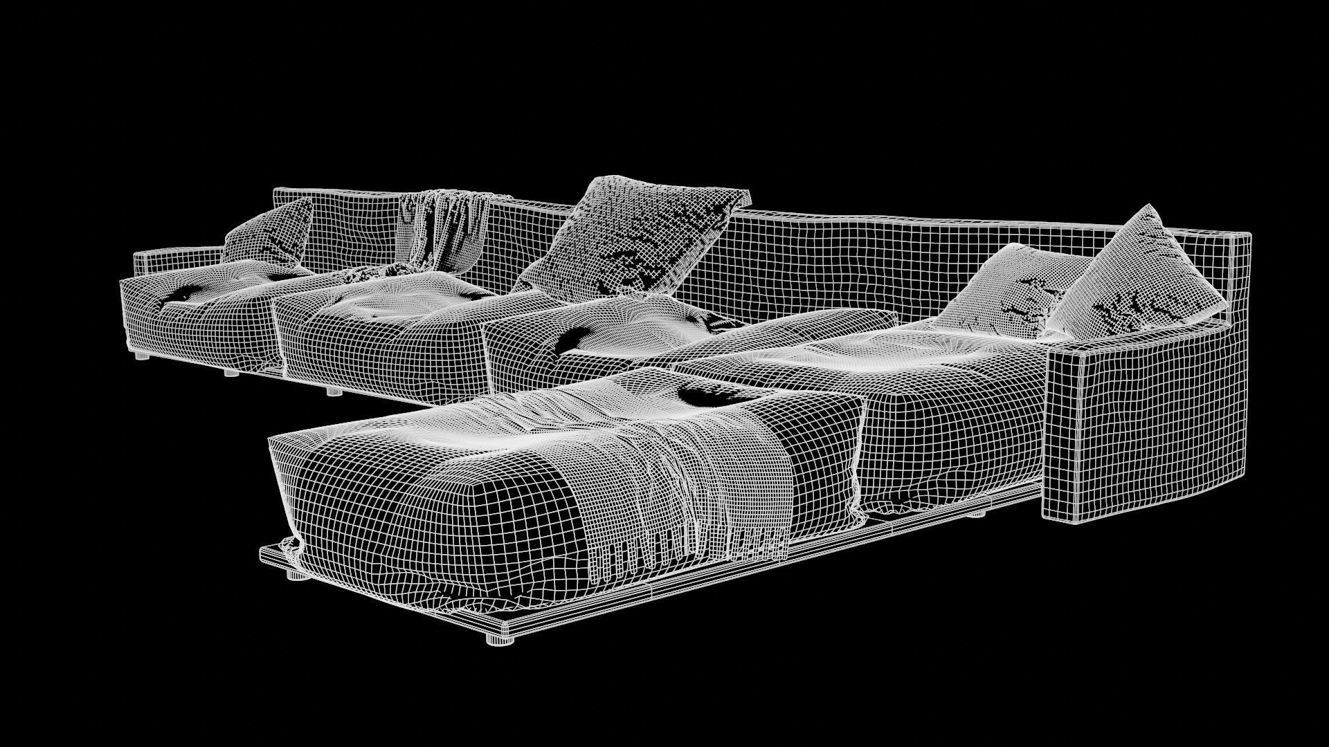 Old leather couch 3D model_16