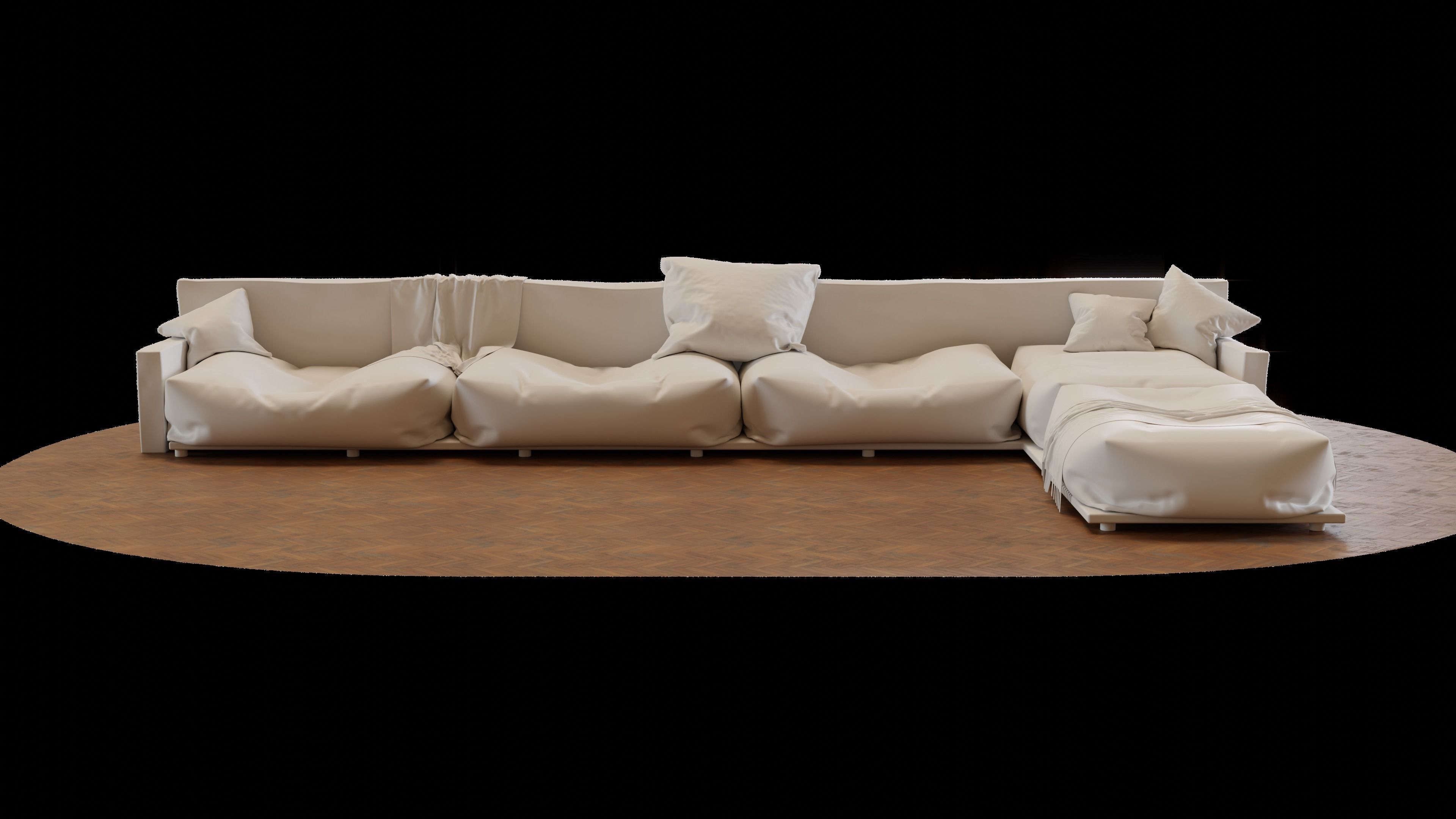 Old leather couch 3D model_2