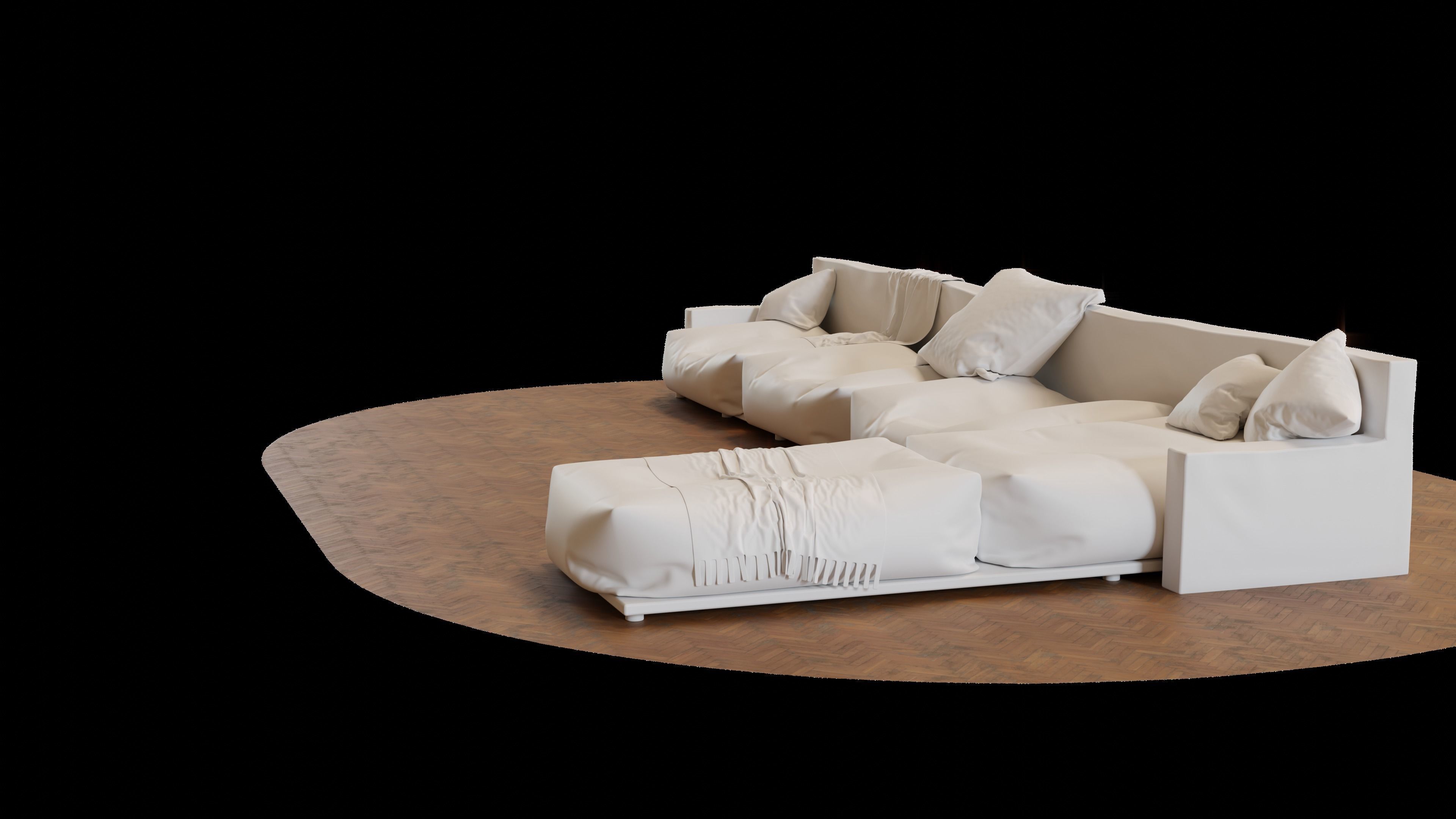 Old leather couch 3D model_5