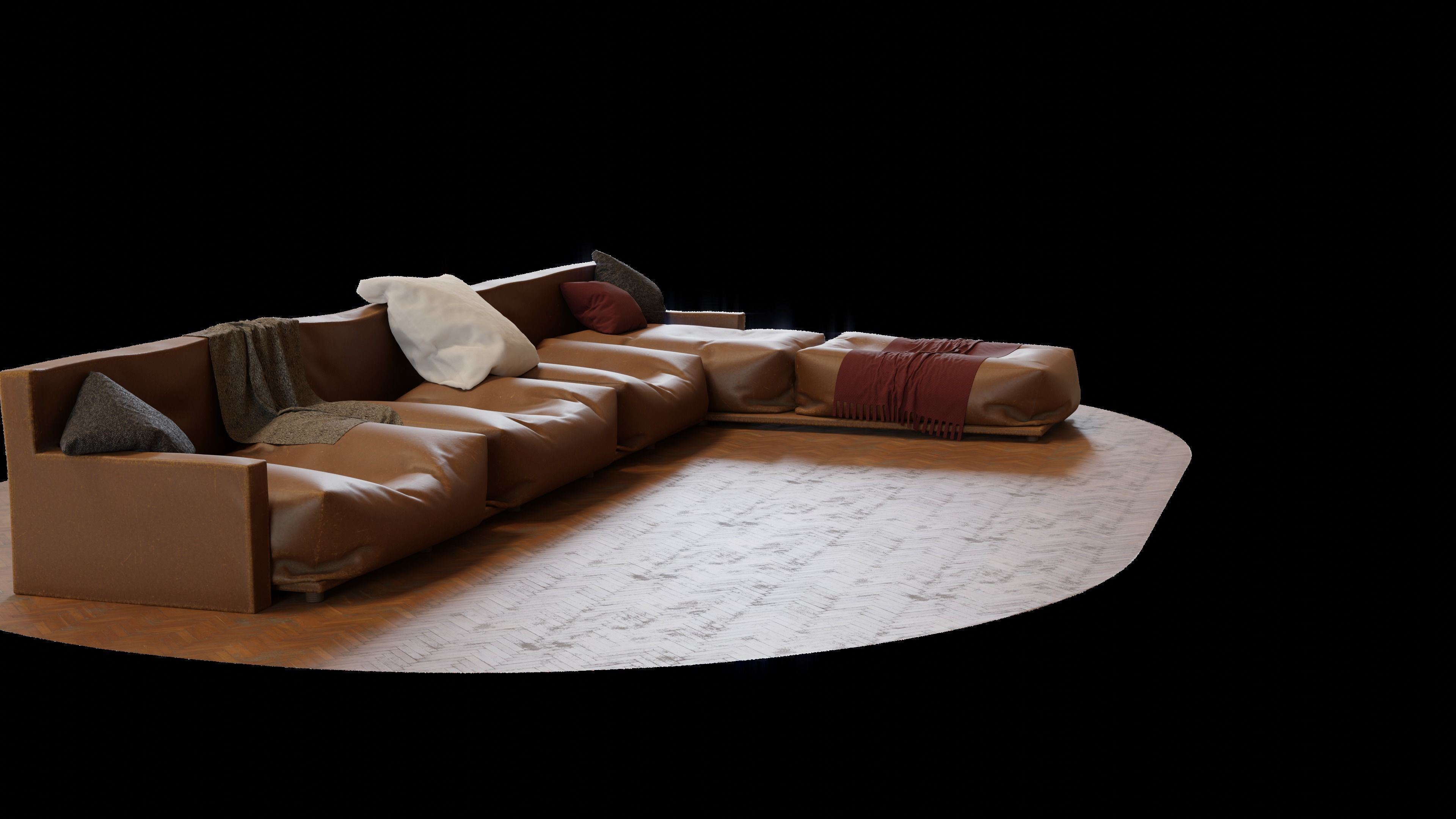 Old leather couch 3D model_13