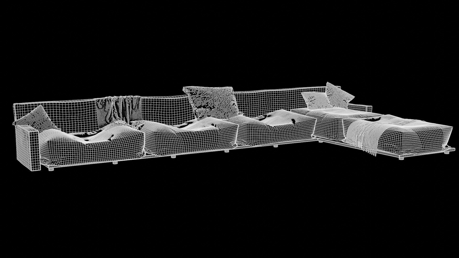 Old leather couch 3D model_15