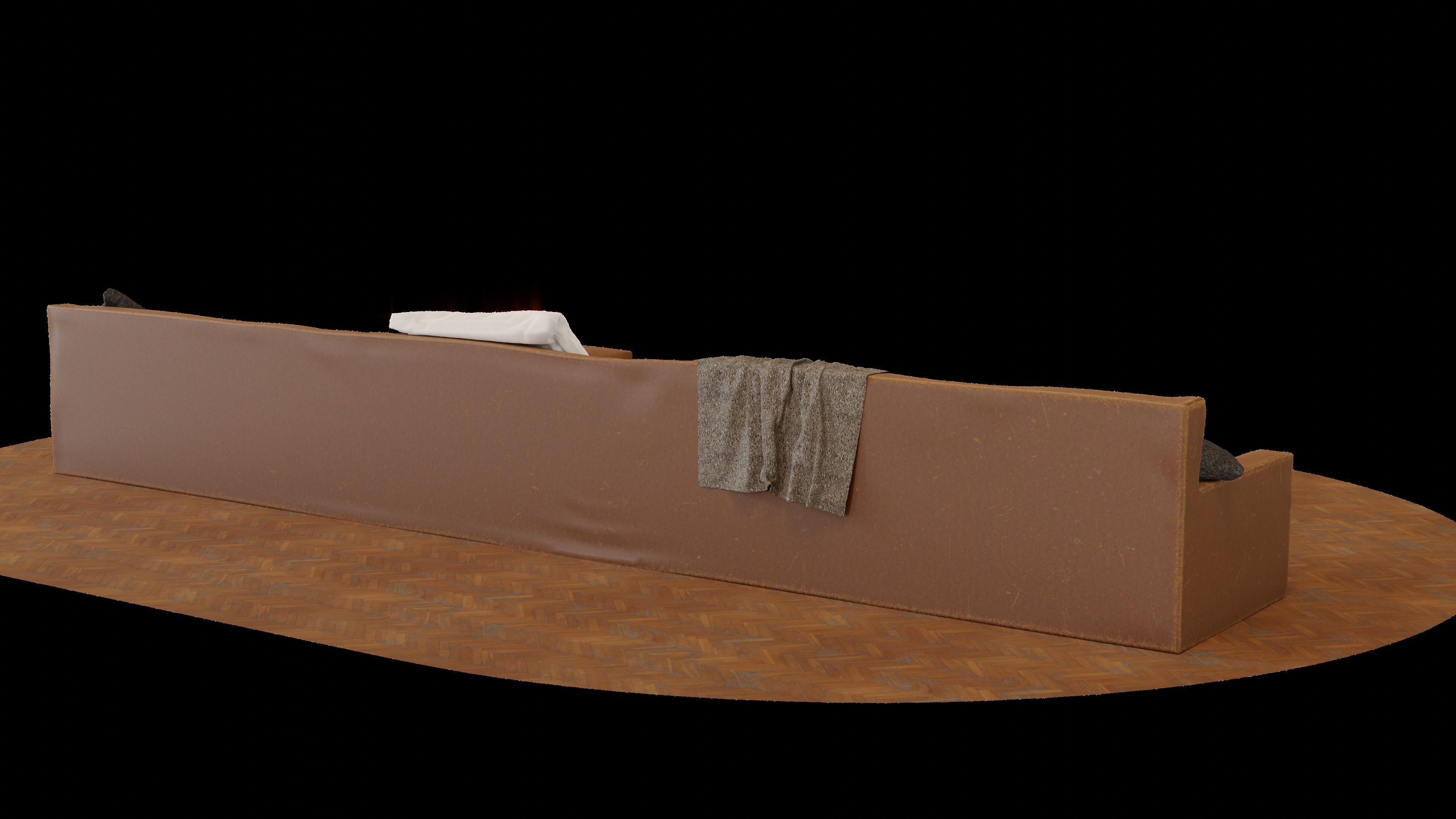 Old leather couch 3D model_10