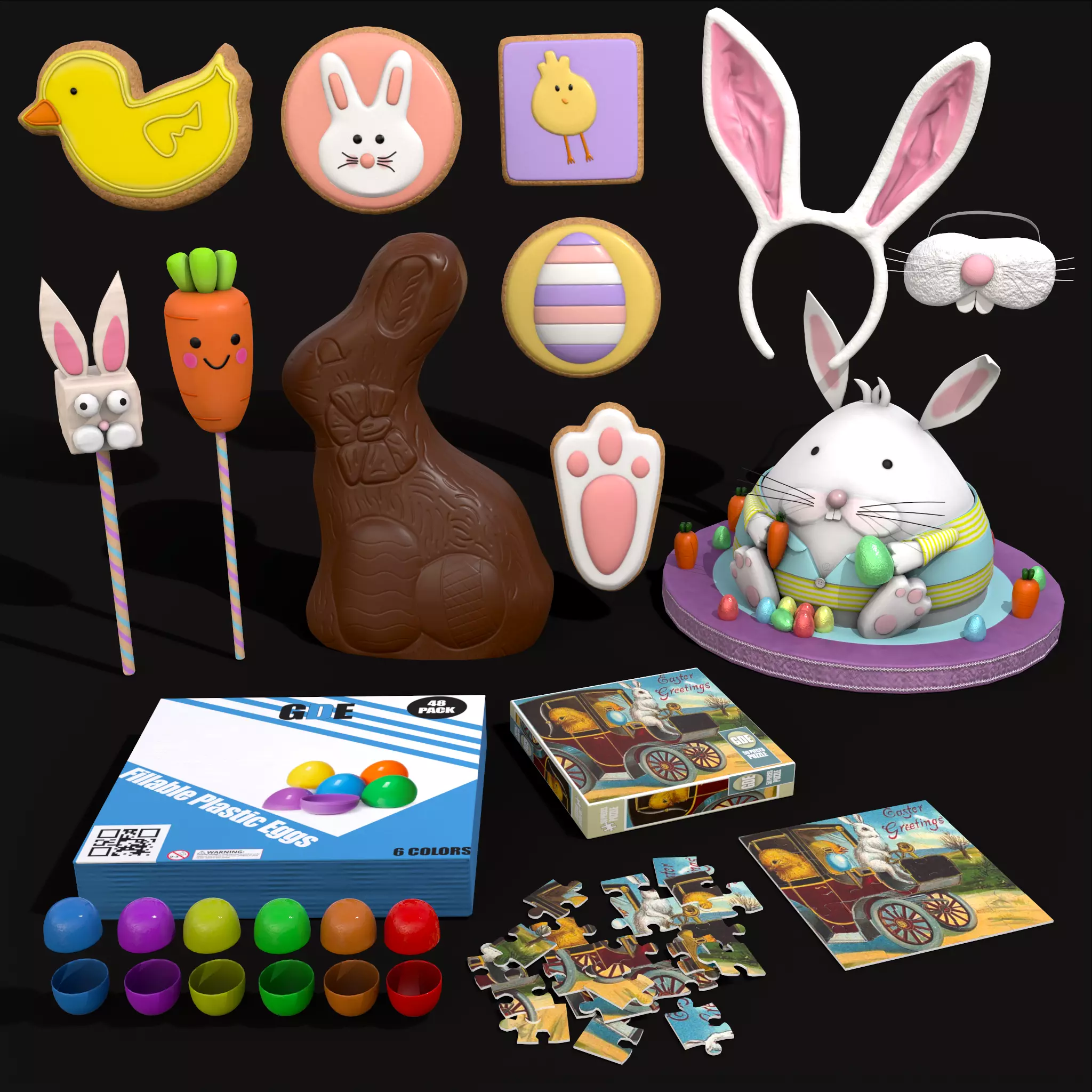 Easter Props Mix One 3D Model Collection_0