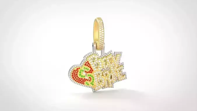 Model 711 Been Broke Heart Diamond Name Pendant