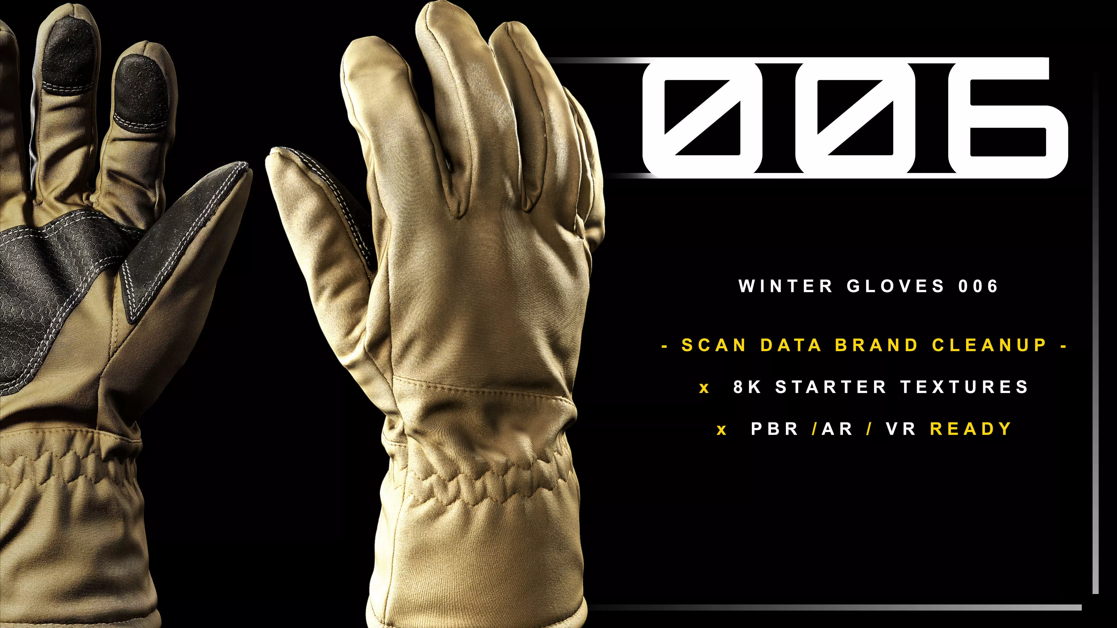 Winter Gloves 006 Low-poly 3D model_0