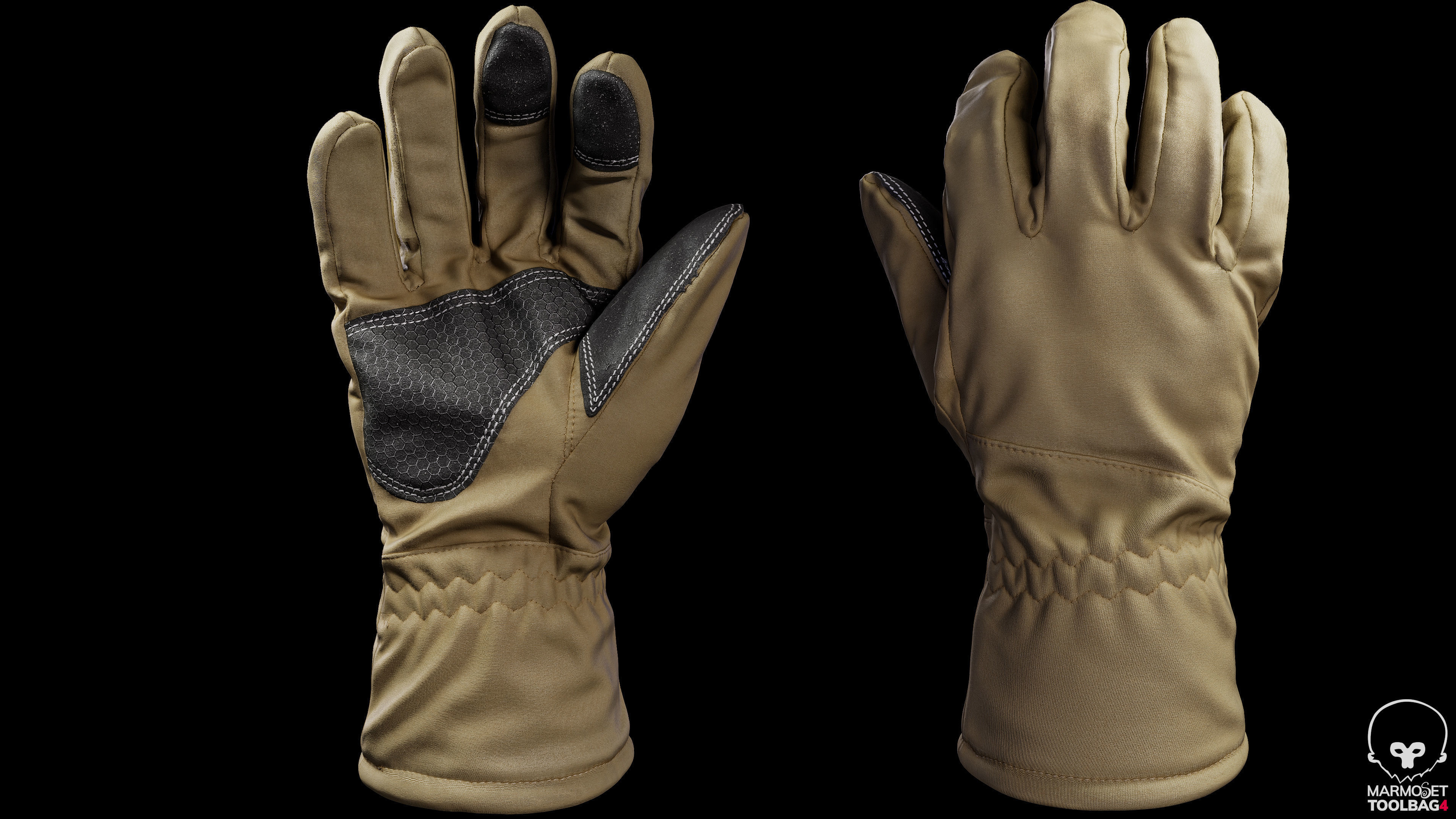 Winter Gloves 006 Low-poly 3D model_3