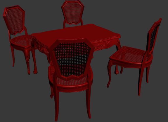 Classical Dining set Low-poly 3D model_8
