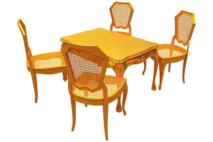 Classical Dining set Low-poly 3D model_3