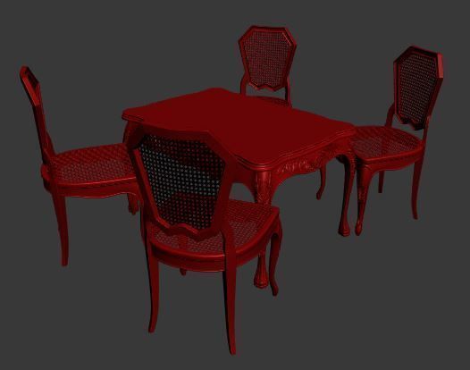 Classical Dining set Low-poly 3D model_11