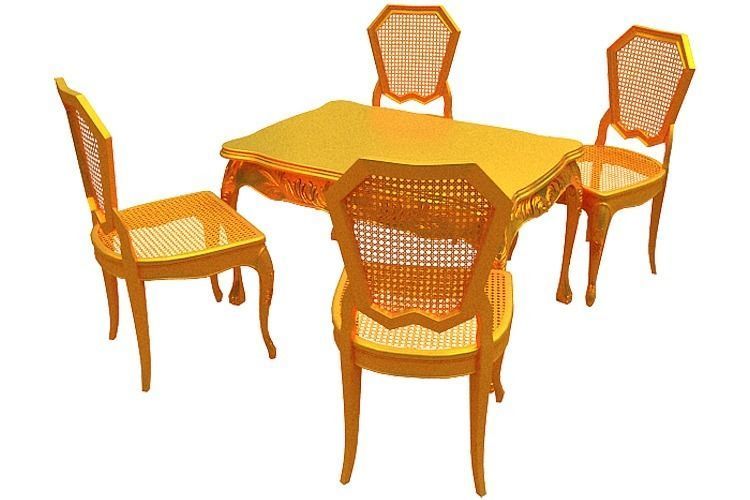 Classical Dining set Low-poly 3D model_5