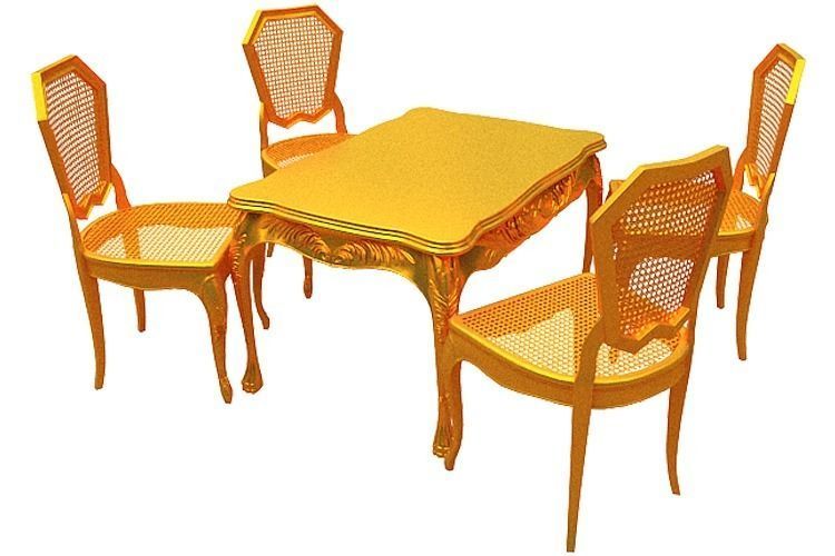 Classical Dining set Low-poly 3D model_2