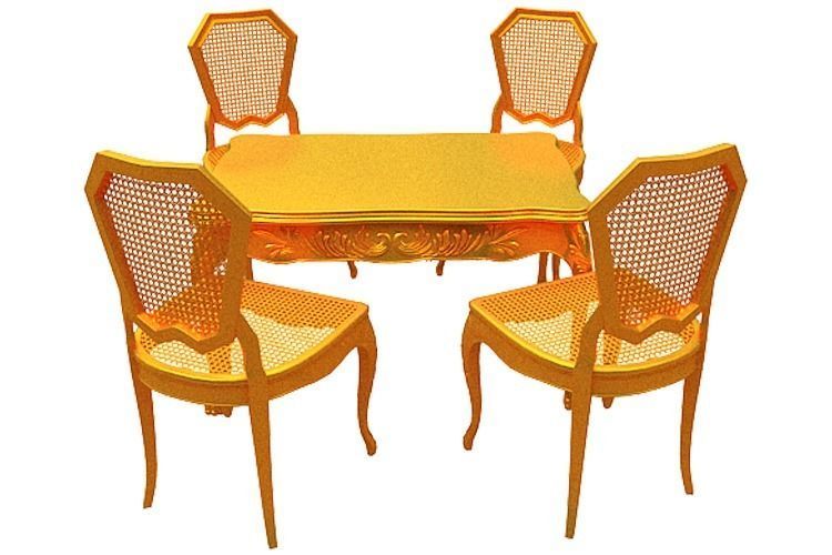 Classical Dining set Low-poly 3D model_4