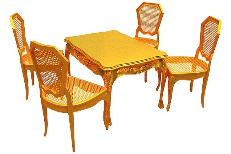 Classical Dining set Low-poly 3D model_6