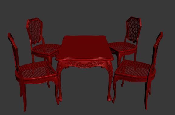 Classical Dining set Low-poly 3D model_10