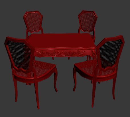 Classical Dining set Low-poly 3D model_12