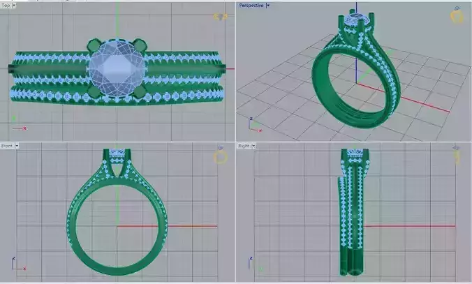 3DM Vintage bridal ring set for her