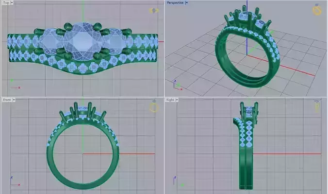 3DM Three stones ring set