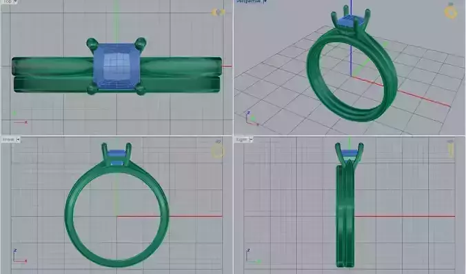 3DM Solitaire princess cut ring set for her
