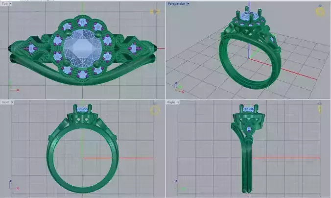 3DM Round cut ring set for her